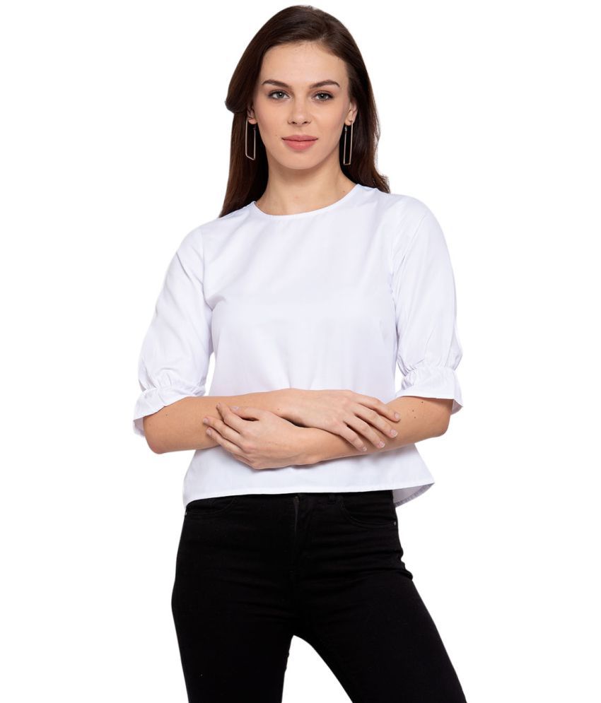     			Style Quotient Poly Cotton Regular Tops - White Single