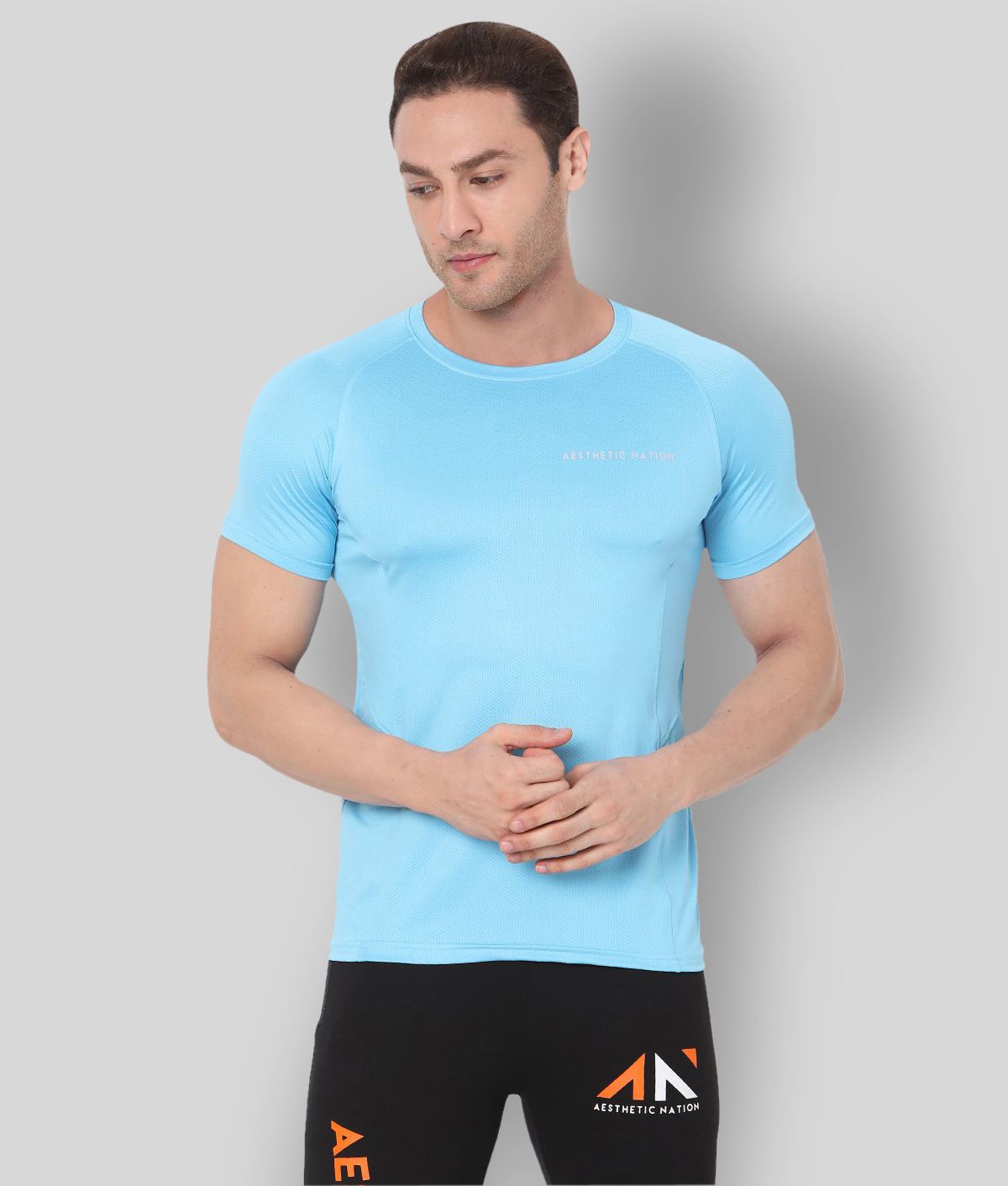     			Aesthetic Nation - Blue Polyester Regular Fit  Men's T-Shirt ( Pack of 1 )