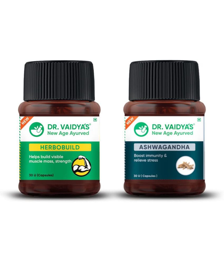     			Dr Vaidyas Muscle Builder Pack Capsule 60 no.s Herbobuild x 1, Ashwagandha x 1 (30 Capsules Each)