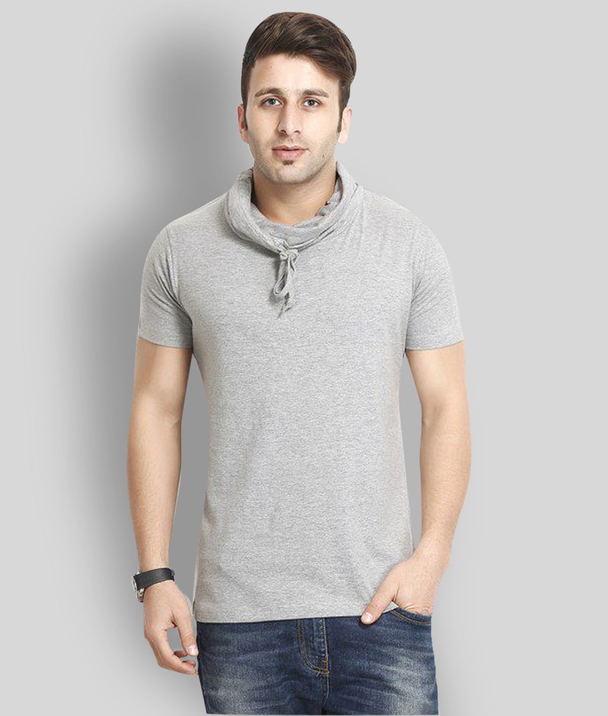     			Gritstones - Grey Cotton Blend Regular Fit Men's T-Shirt ( Pack of 1 )