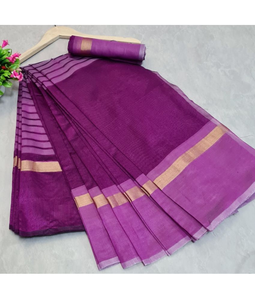     			JULEE Purple Cotton Silk Saree - Single