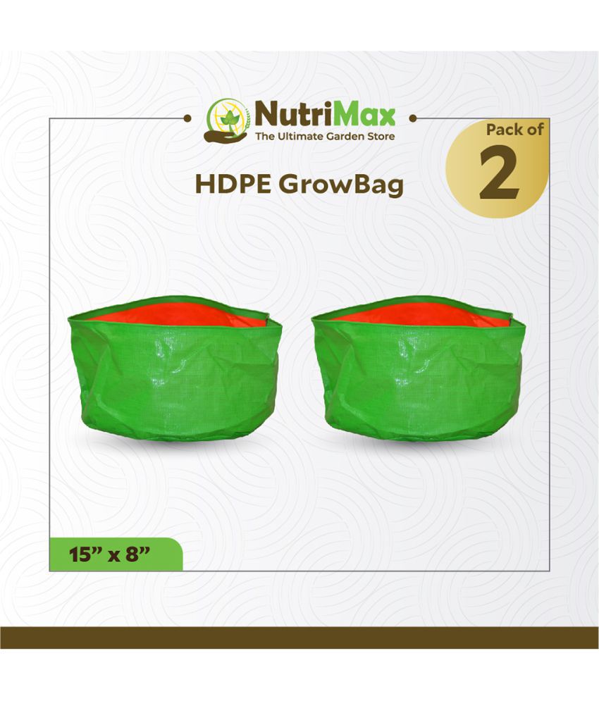     			Nutrimax 200 GSM HDPE Grow Bags 15 inch x 8 inch Pack of 2 Outdoor Plant Bag