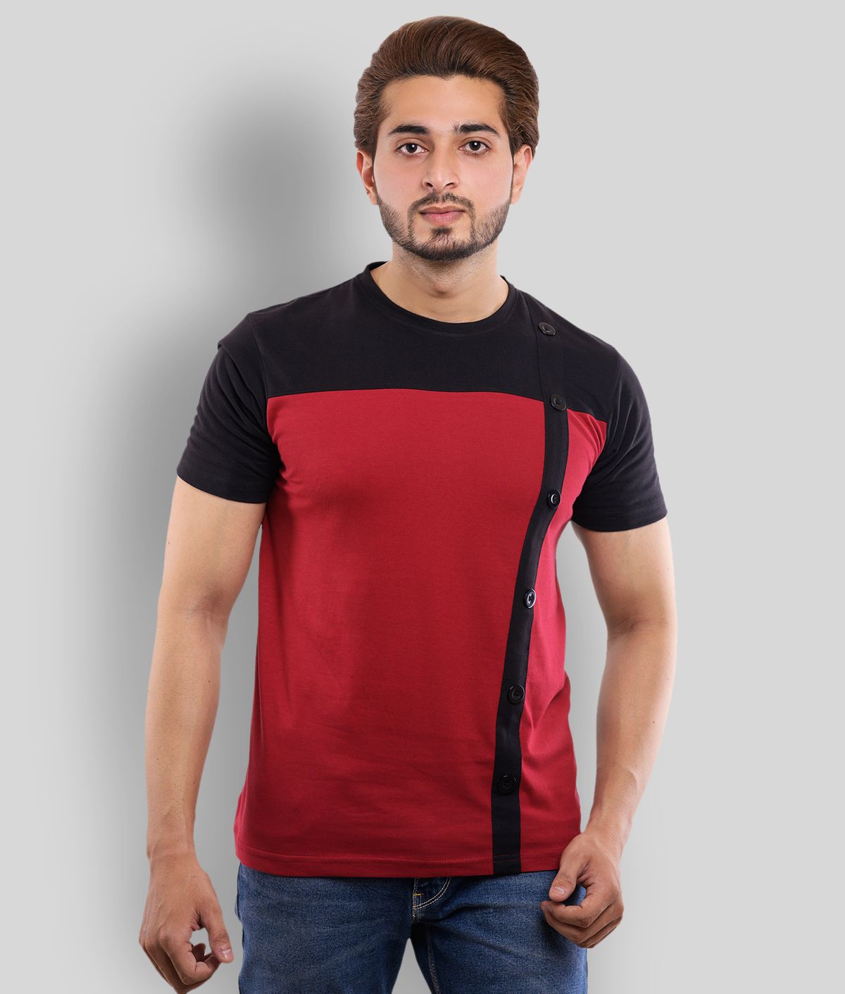     			OXRYZER - Wine Cotton Regular Fit Men's T-Shirt ( Pack of 1 )