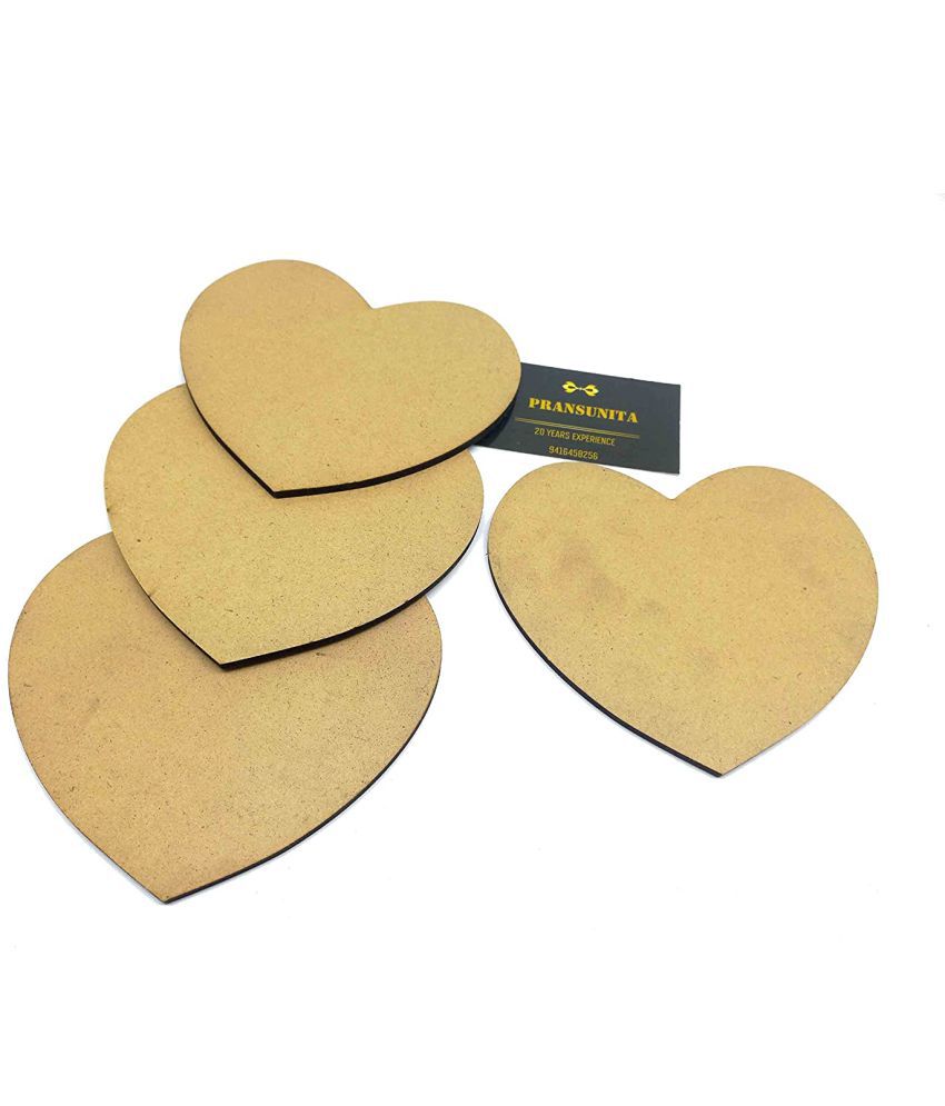     			PRANSUNITA 8 inch Wood Heart for Crafts, Unfinished Blank MDF Wooden Heart Slice Cut-Outs for DIY, Door Hanger, Sign, Painting, Decor- 4mm Thickness - Pack of 4 pcs