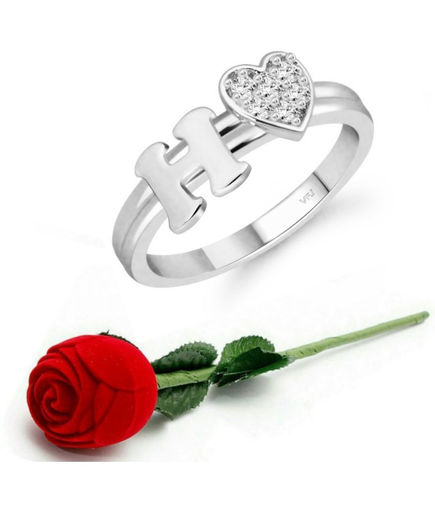     			Valentine Initial '' H '' Letter with heart ring alphabet for women and Girls