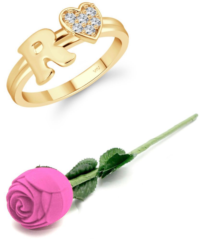     			Valentine Initial '' R '' Letter with heart ring alphabet for women and Girls
