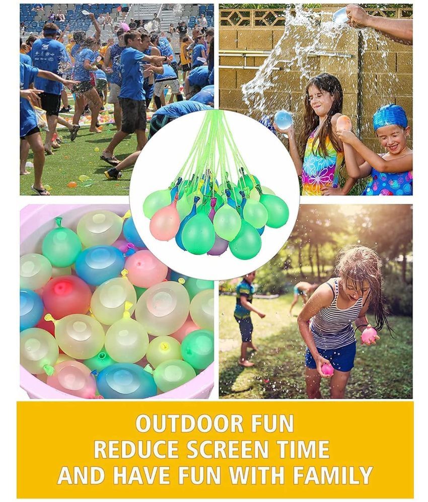 Water Balloons Holi for Kids Boys and Girls, Biodegradable Latex with Refill Hose, Three Bunches