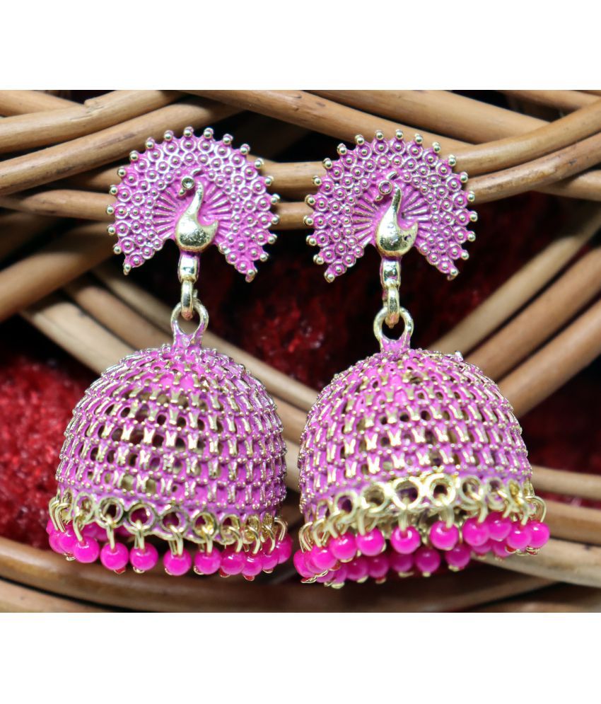     			Happy Stoning Peacock Inspired Designer jhumka Earrings