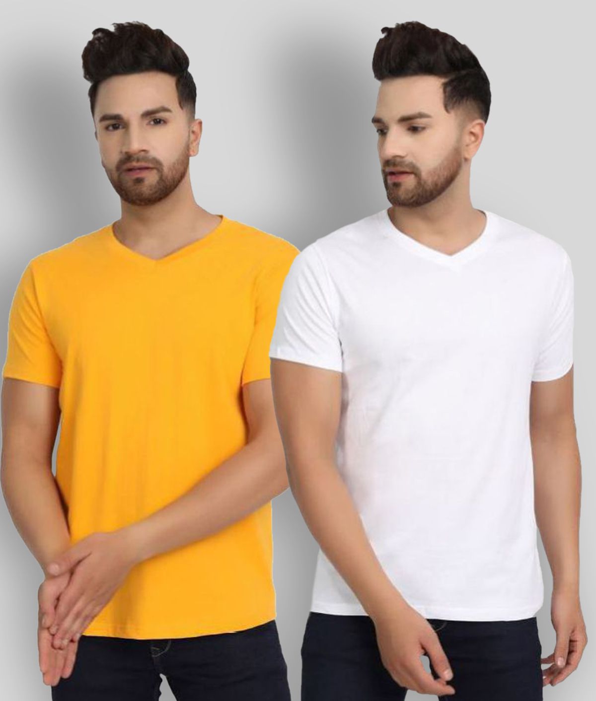     			ESPARTO - Yellow Cotton Regular Fit Men's T-Shirt ( Pack of 2 )