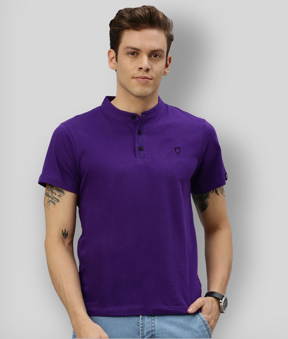     			Urbano Fashion - Purple Cotton Slim Fit Men's T-Shirt ( Pack of 1 )