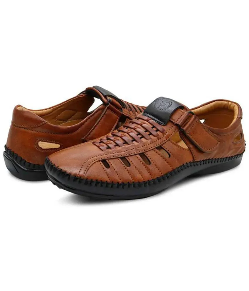 Buy viv Tan Men s Sandals Online at Best Price in India Snapdeal