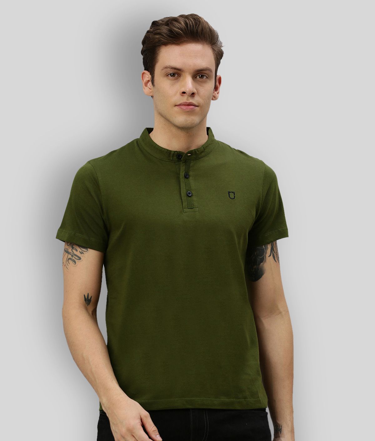     			Urbano Fashion - Green Cotton Slim Fit Men's T-Shirt ( Pack of 1 )