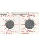 NUMISMATTECLY  RARE AND COLLECTIBLE -ONE AND TWO  R.S.  STEEL -ONLY TWO C01N SET-, WITH - DIE SHIFTED DIE ROTATION ERROR.YEAR-2014-2015.IN   FINE CONDITION HIGHLY COLLECTIBLE ,WIGHT-3.79 -SIZE-22 -MM AND 4.85. GRAMS-25-MM SIZE.