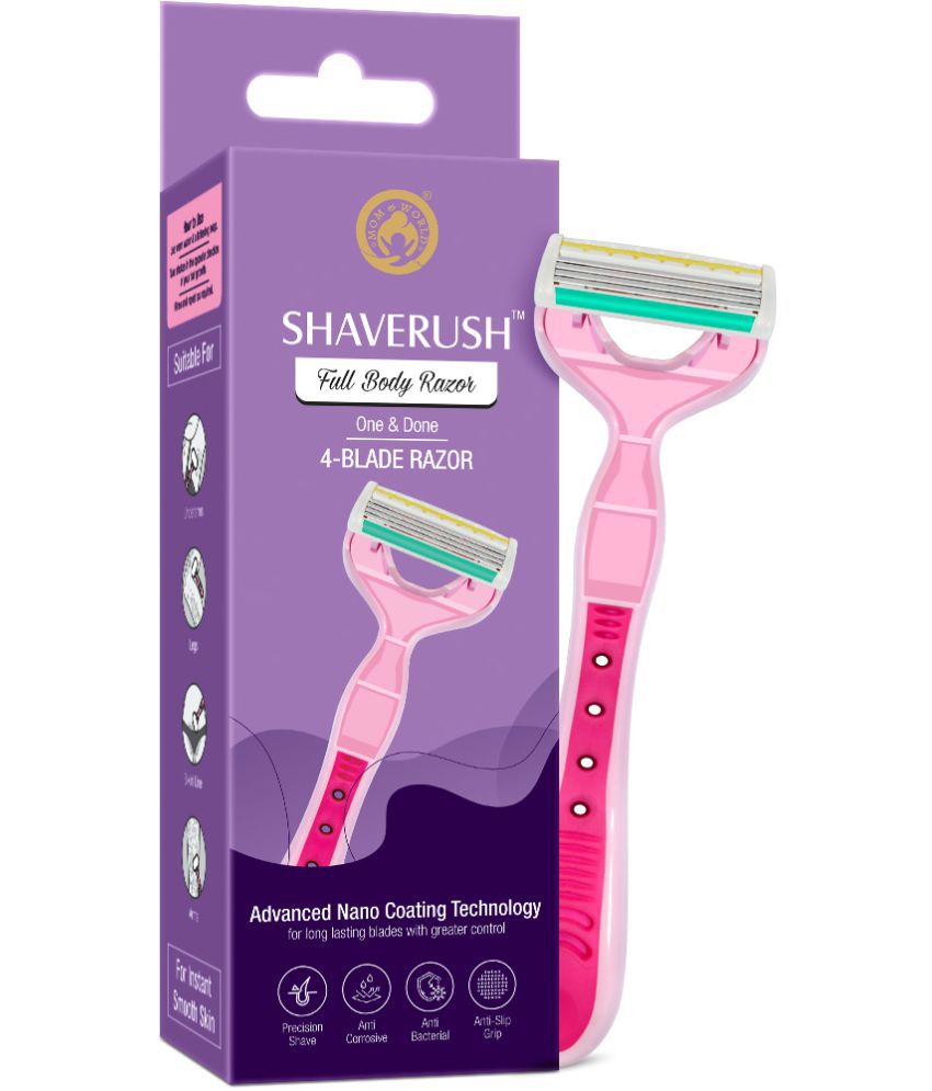 Mom & World SHAVERUSH 4 Blade Full Body Razor By with Advance Nano Coating Technology & Lubricating Strip For Painless Body Hair Removal, 