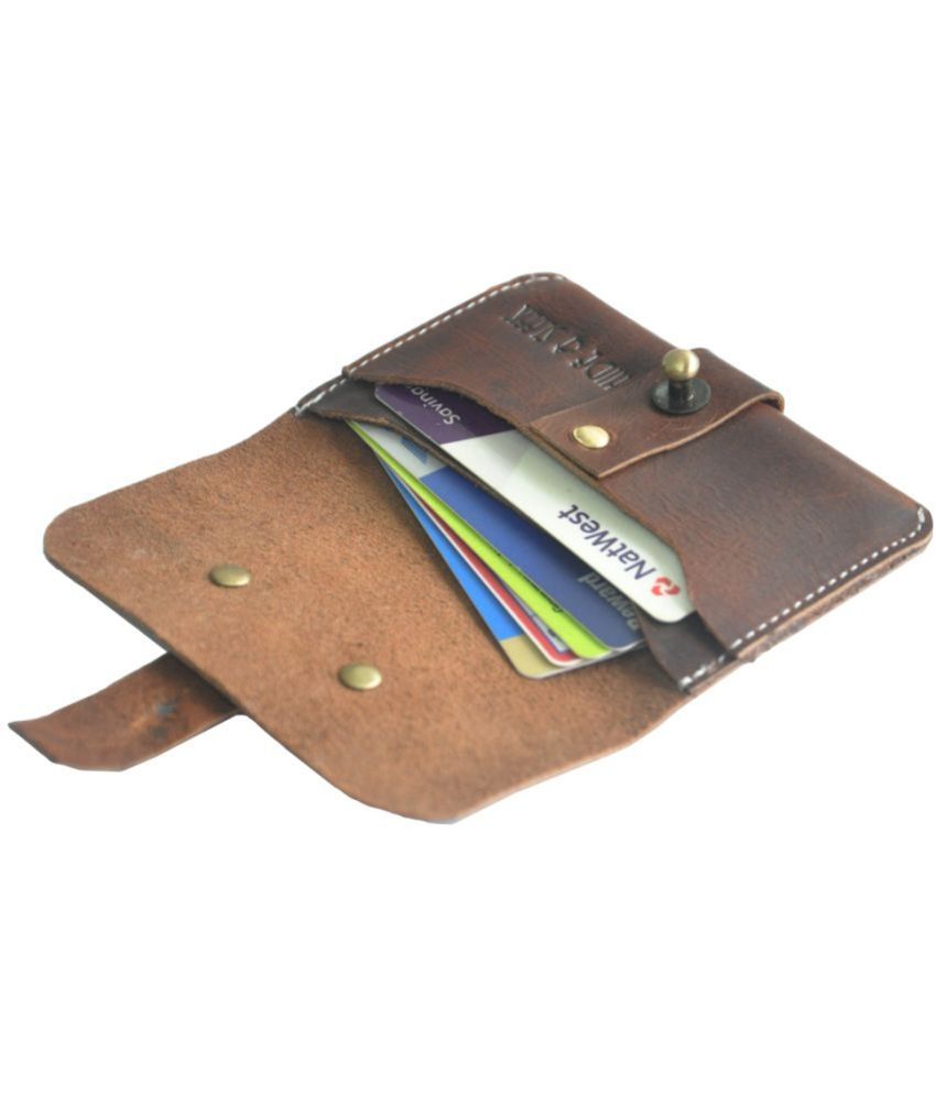     			Slim Genuine Hunter Brown Leather Credit Card Holder