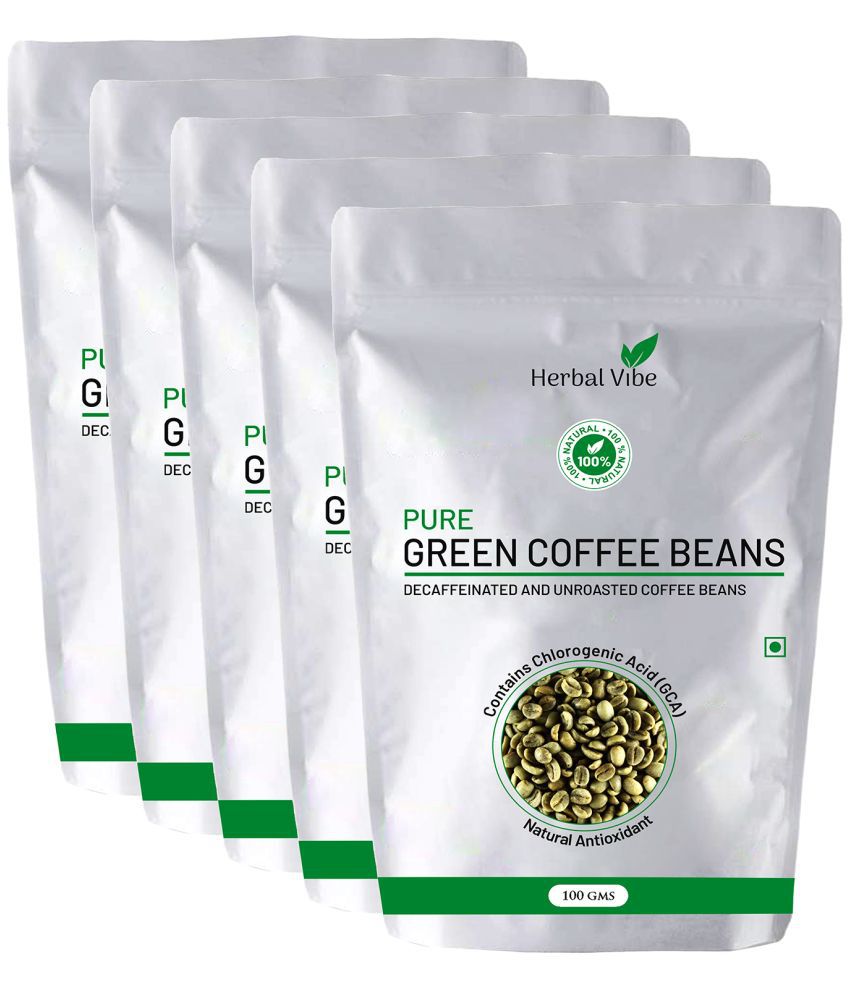 Herbal Vibe Pure Green Coffee Bean for Weight Loss 500 gm Unflavoured Pack of 5