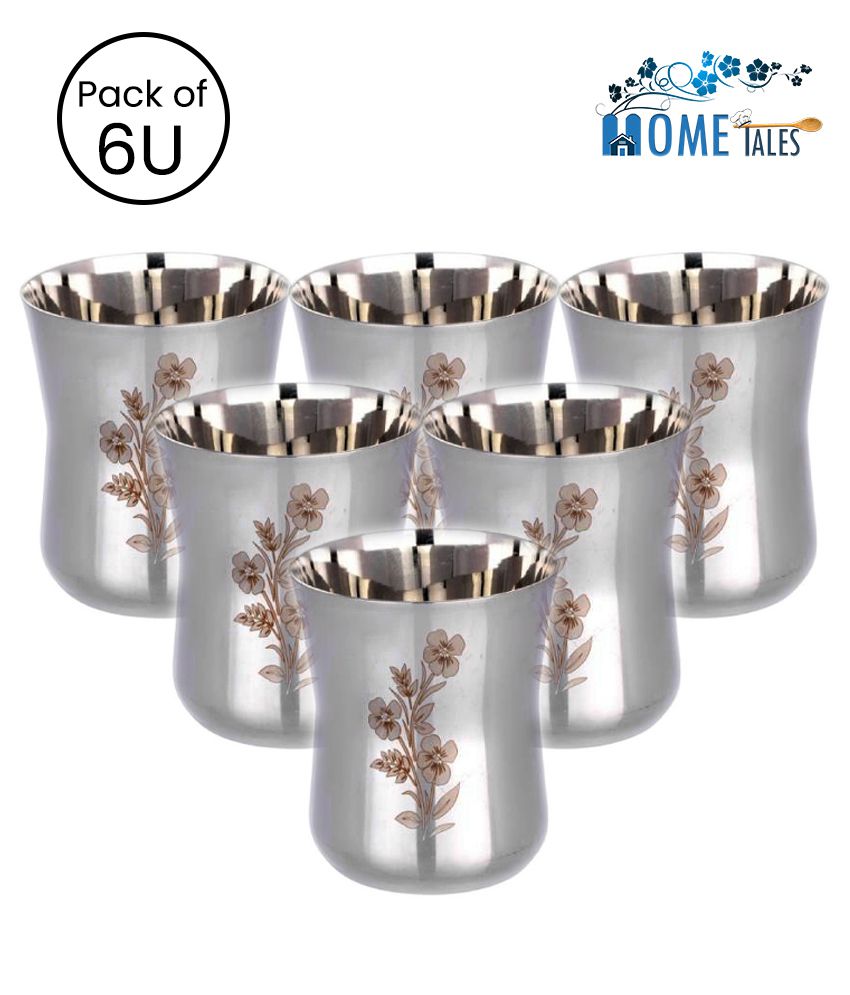     			HOMETALES Stainless Steel Tumblers for Kitchen Serving, Pack of 6 U, 300 ml per unit