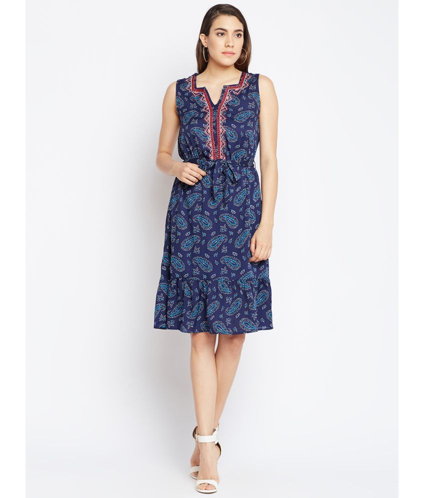     			Oxolloxo Polyester Navy A- line Dress -