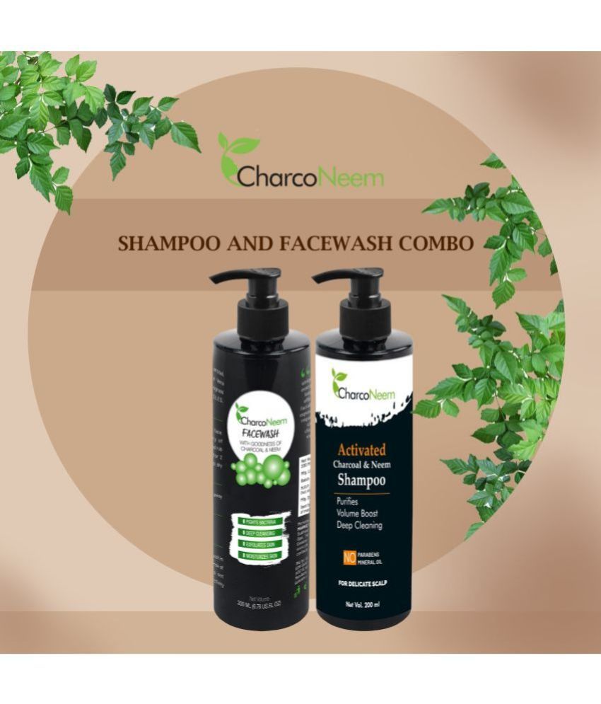CharcoNeem Charcoal & Neem Shampoo  200 ML With Charcoal & Neem Facewash 200 ML Shampoo 350 mL