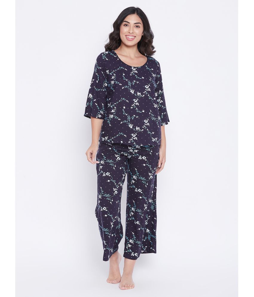     			Clovia Rayon Nightsuit Sets - Navy