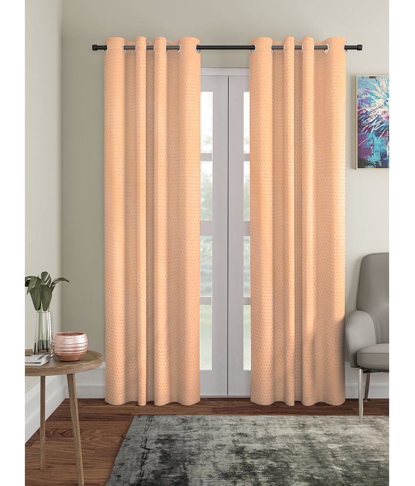 Cortina Set of 2 Door Semi-Transparent Eyelet Polyester Multi Color Curtains ( 210 x 115 cm )