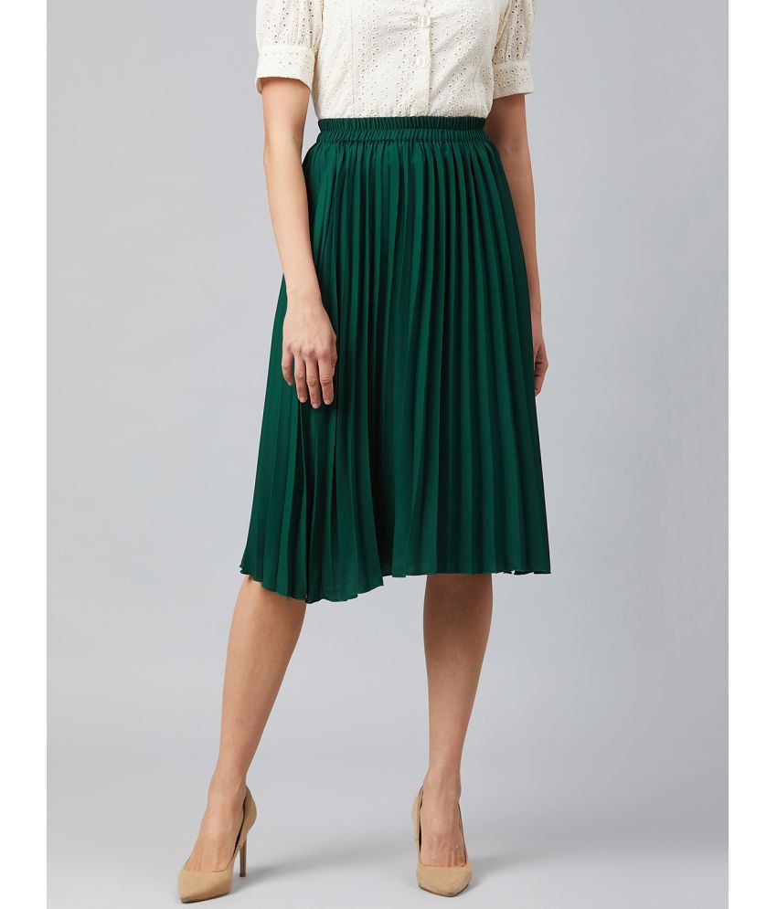     			Rare Poly Georgette A-Line Skirt - Green Single