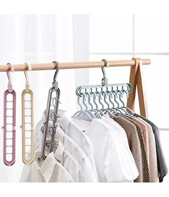 Ozuaz Pant Hangar 2 Pack Space Saving - Non-Slip Multifunctional Pants Rack Hangars,Stainless Steel Pants Hangers 9 in 1 Layers Clothes Hanger .