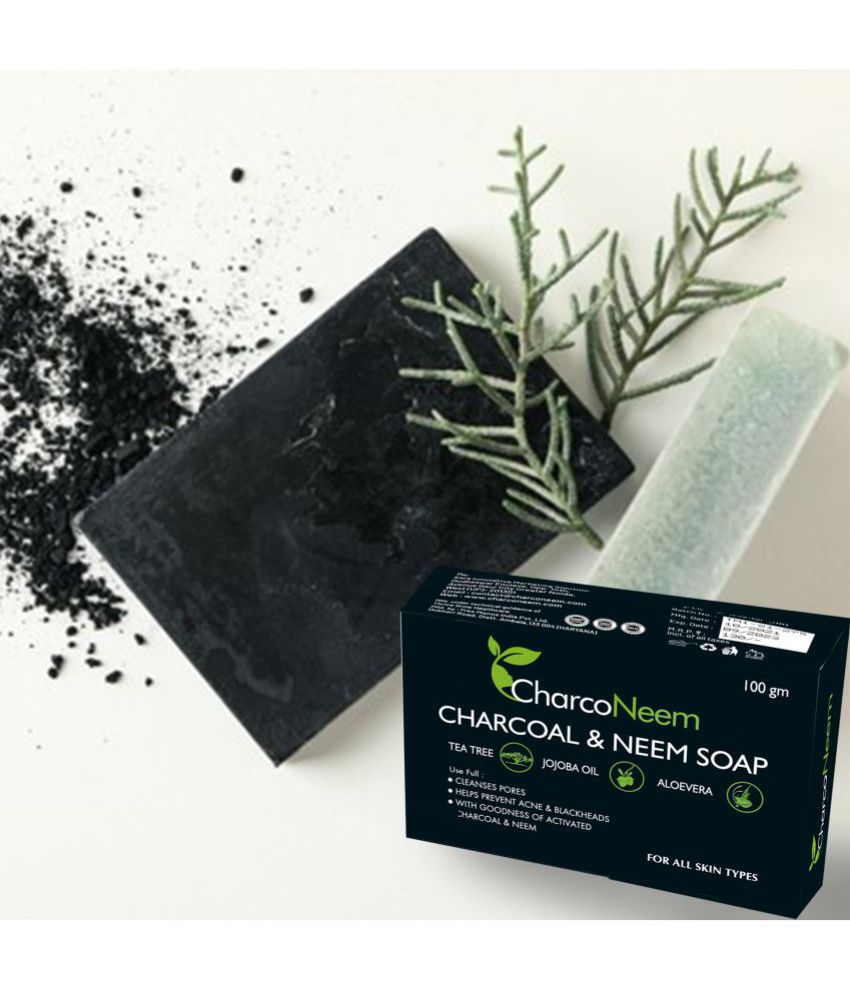 CharcoNeem Charcoal & Neem Soap Tea Tree, Jojoba oil & Aloevera Soap 200 g Pack of 3