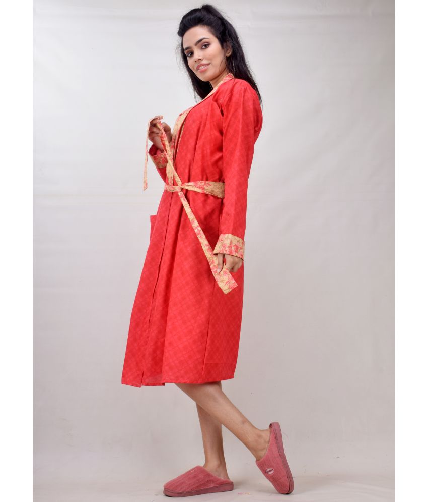     			CLYMAA Cotton Robes - Red Single