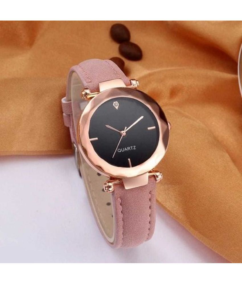    			EMPERO - Pink Leather Analog Womens Watch