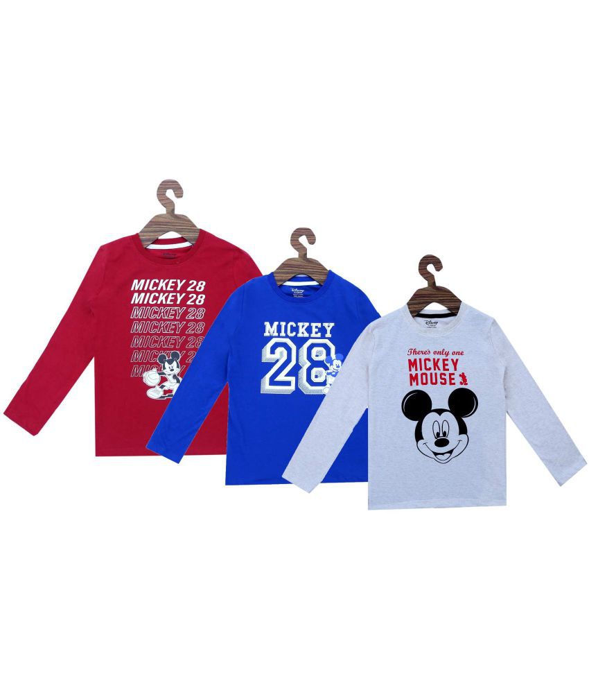 Hapynes BTS01_MICKEYFULLSLEEVES BCM Baby Boys Pure Cotton Mickey Printed T-Shirts (Pack of 3)