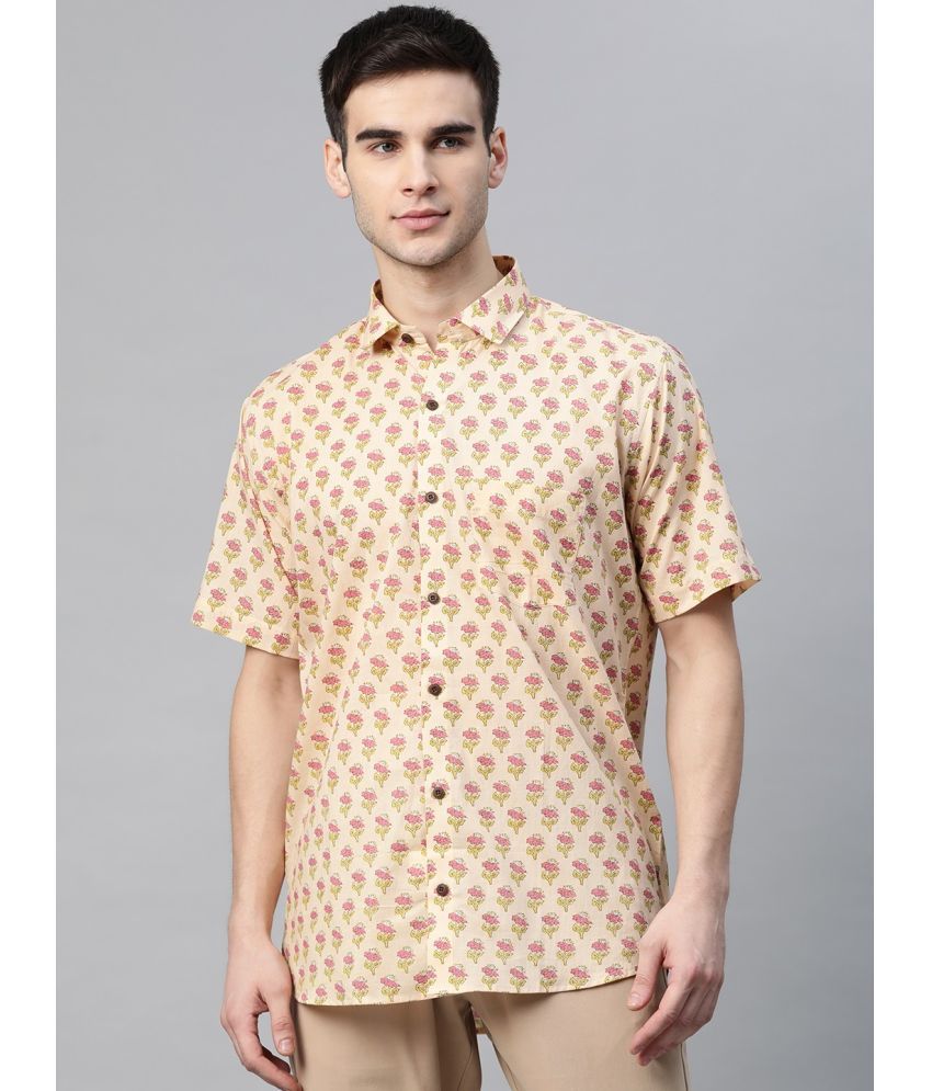     			Millennial Men 100 Percent Cotton Beige Shirt Single