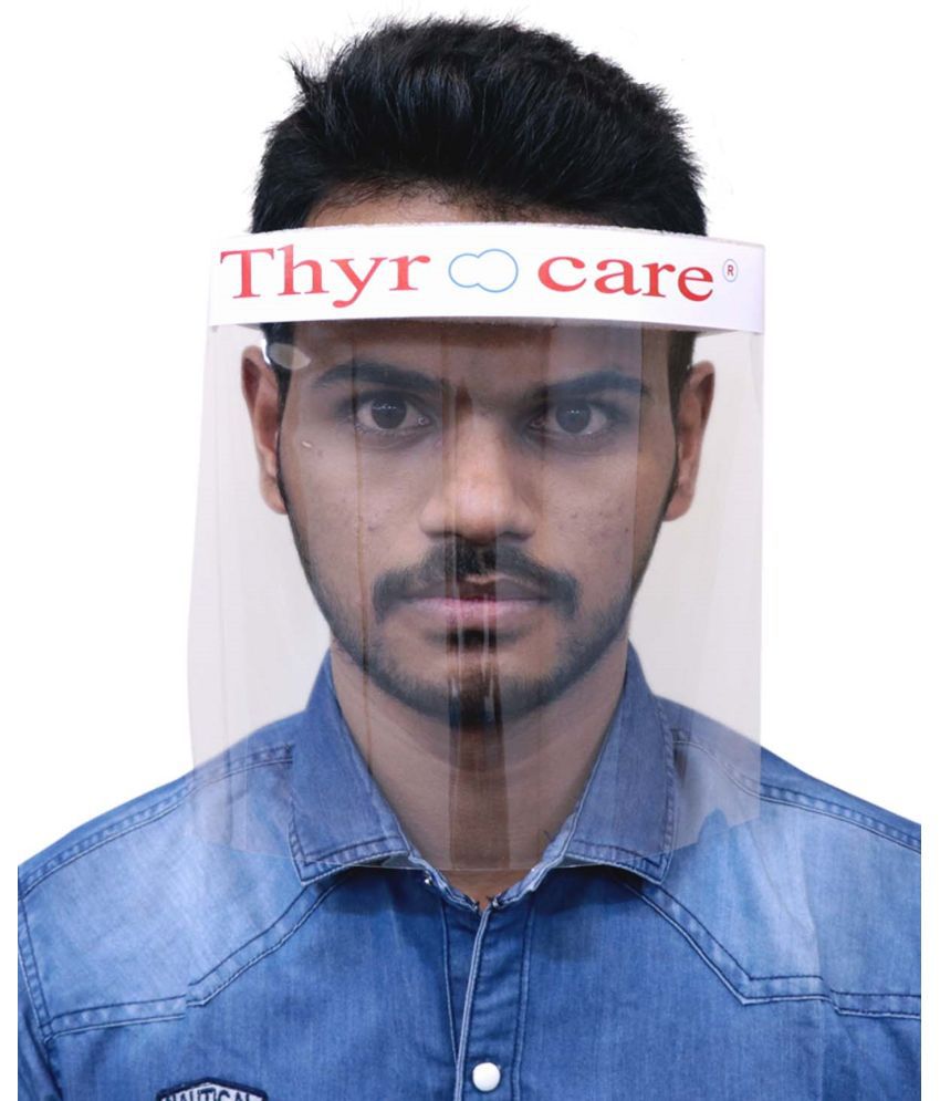 Thyrocare Disposable Transparent Face Shield with Adjustable Elastic Strap, Pack of 5
