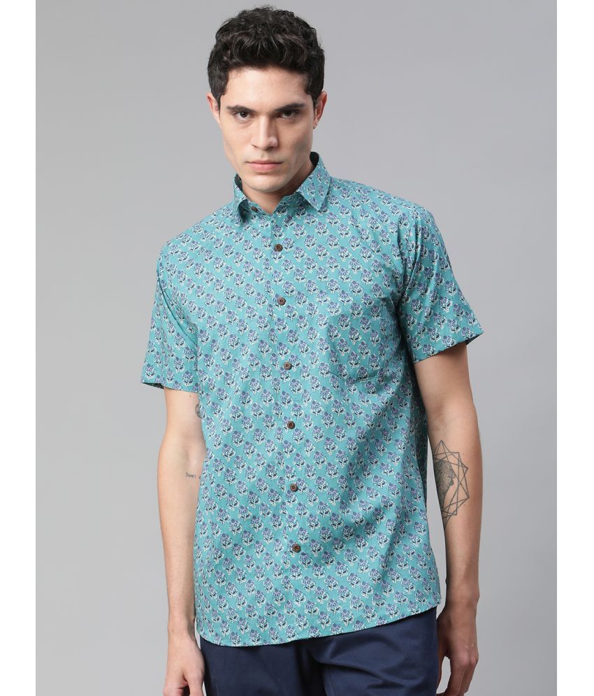     			Millennial Men 100 Percent Cotton Turquoise Shirt Single