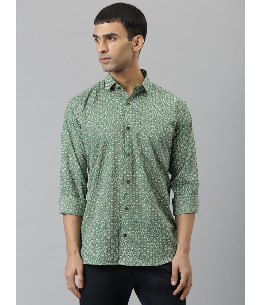     			Millennial Men 100 Percent Cotton Green Shirt Single