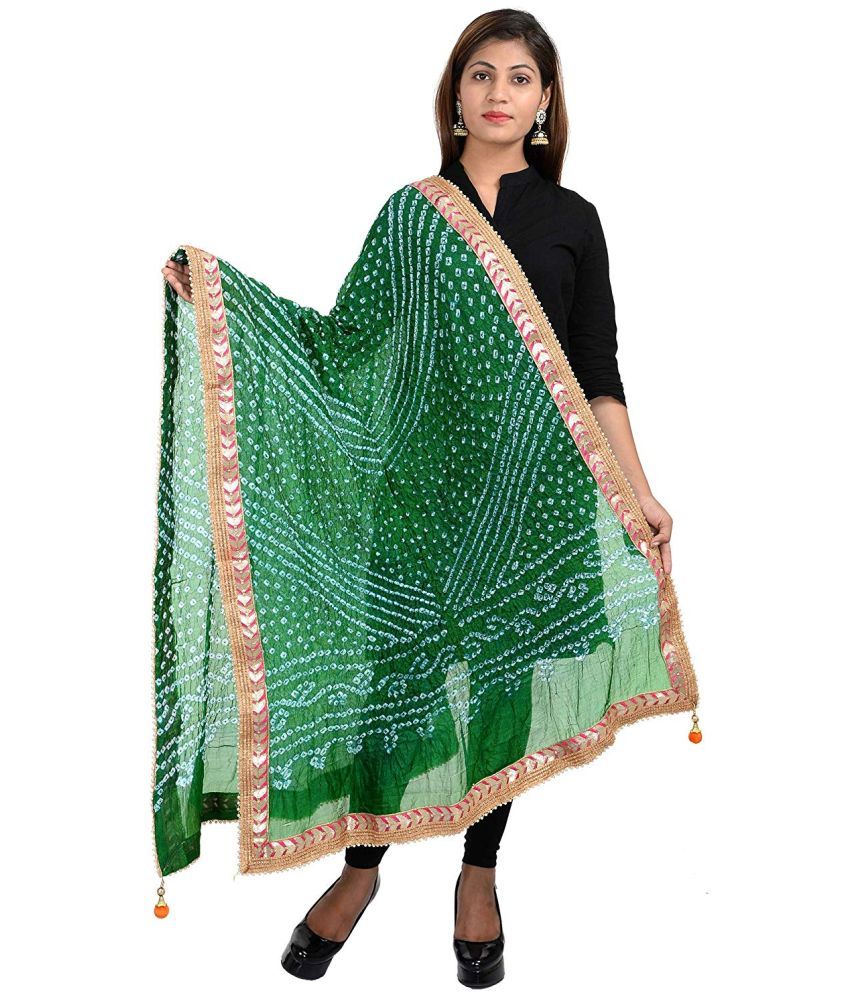     			Apratim Green Art Silk Aari Embroidered Dupatta - Single