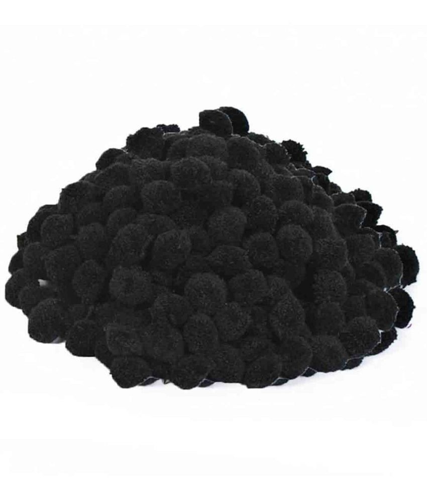     			PRANSUNITA Original Pom Pom Wool Balls, Big Size -35 mm (3.5 cm) Used in Jewellery & Toran Making, Macrame Art, Decorations, Dresses, School Projects, etc, Pack of 50 pcs- Color - Black