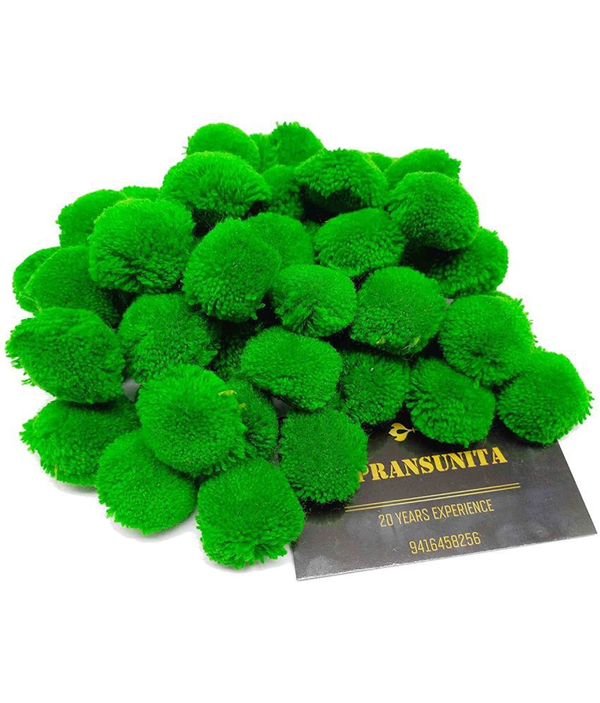     			PRANSUNITA Original Pom Pom Wool Balls, Big Size -35 mm (3.5 cm) Used in Jewellery & Toran Making, Macrame Art, Decorations, Dresses, School Projects, etc, Pack of 50 pcs- Color - Light Green