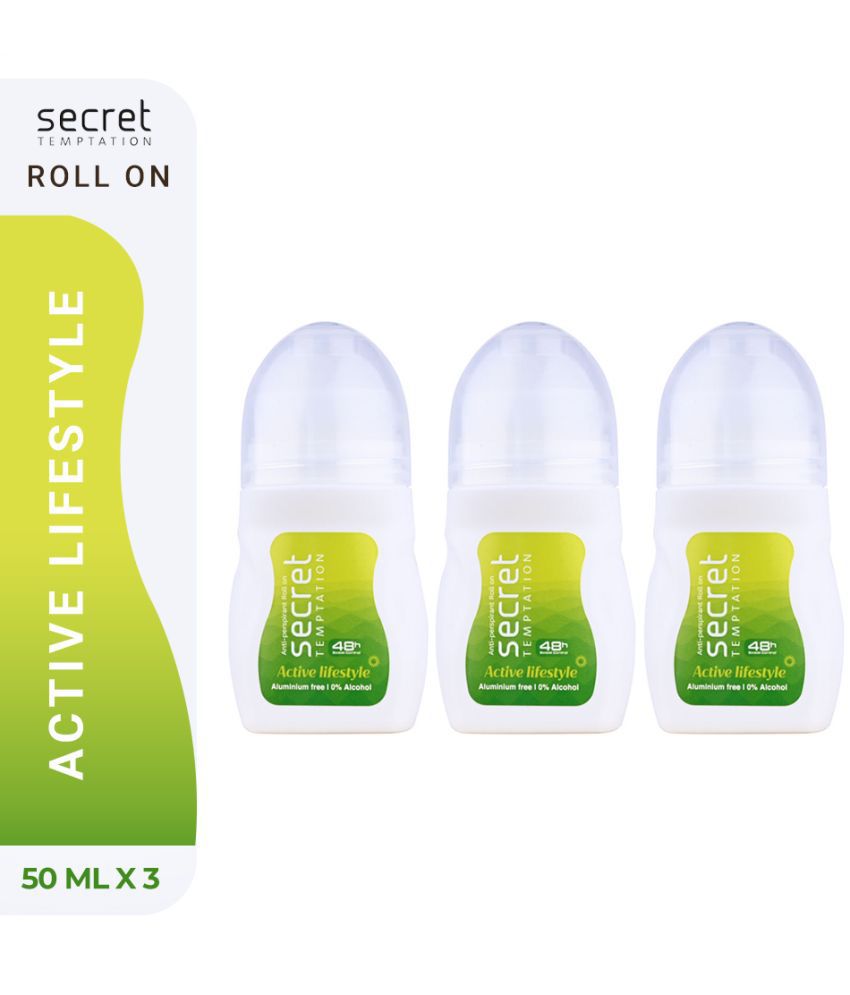     			secret temptation Active Lifestyle Roll-on Pack of 3 Deodorant Roll-on - For Women (150 ml, Pack of 3)