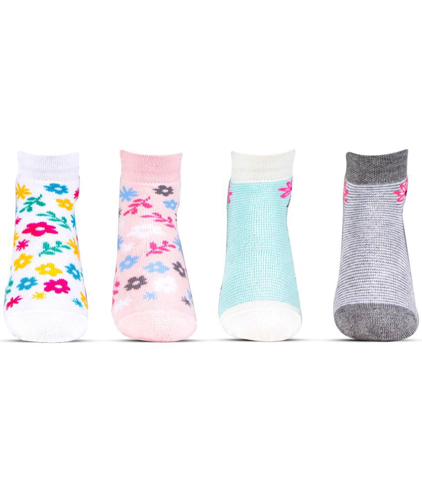     			Bonjour Multicolored Designer Ankle Socks For Girls(3-5Y)