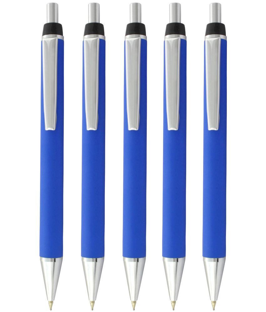     			Metal Pen (pack of 5) Click Mechanism Blue Body Ball Pen (Blue Ink)