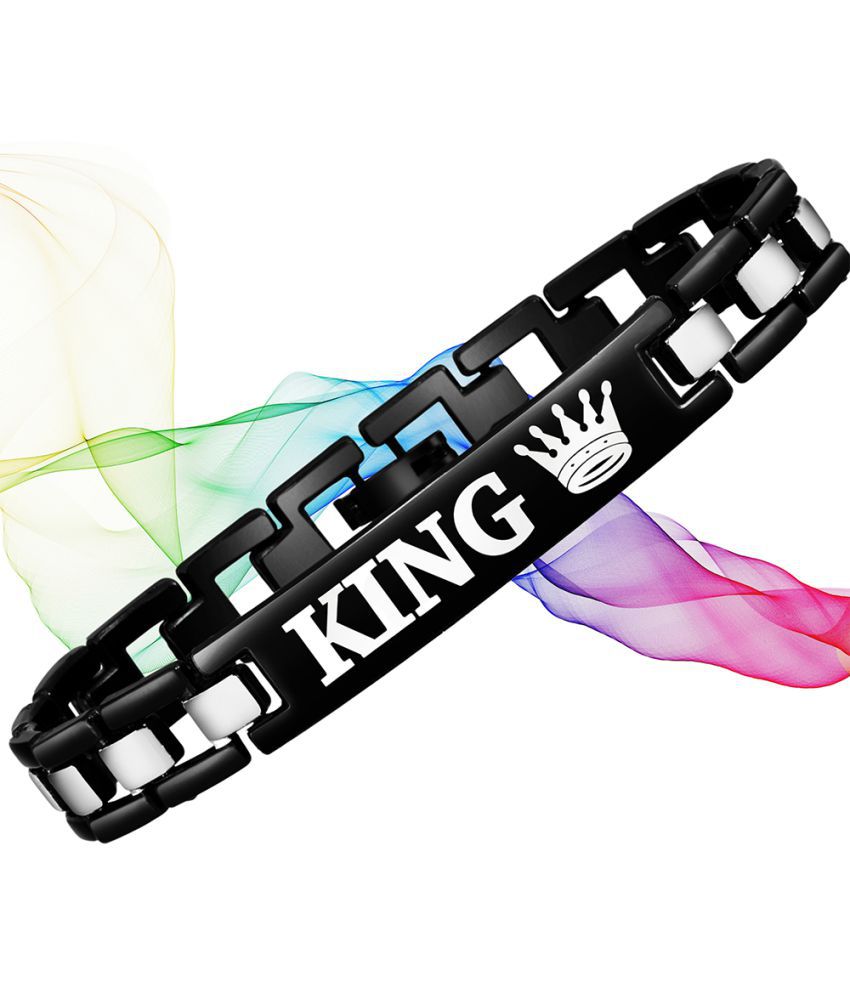     			Mikado Latest Black Fabulous King Two Tone Bracelet For Men's And Boys