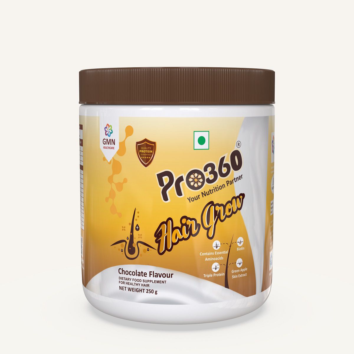     			PRO360 Hair Grow Protein Nutrition Drink Powder 250 gm Chocolate