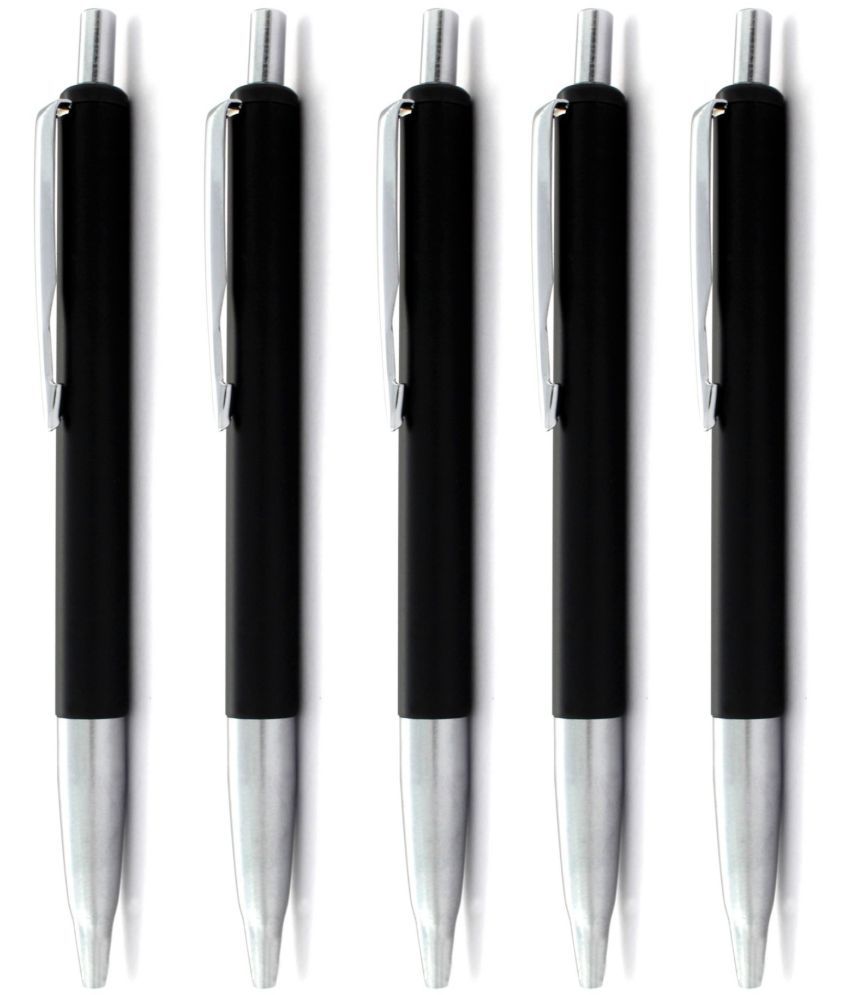     			(pack of 5) Black Metal Retractable Ball Pen (Blue Ink)