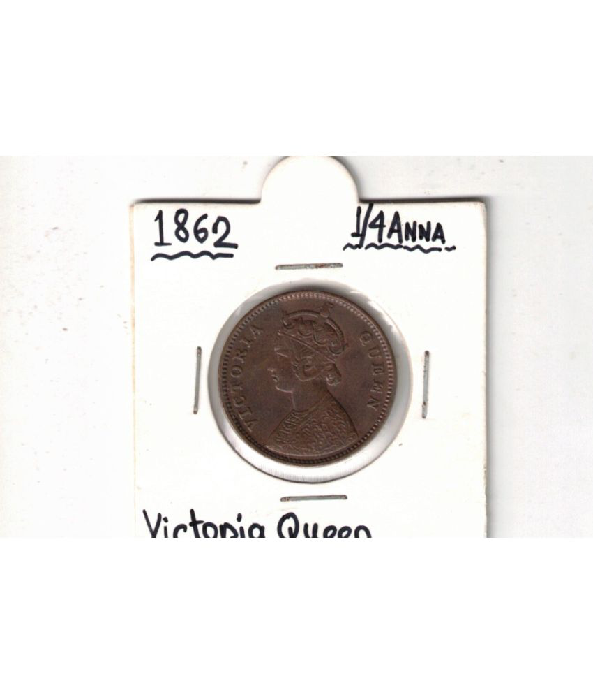    			1862 India Quarter Anna Queen Victoria Super World Coin  AUNC BEST GRADE   CONDITION