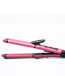 PSK 2 in 1 Curler + Hair Straightener ( Pink )