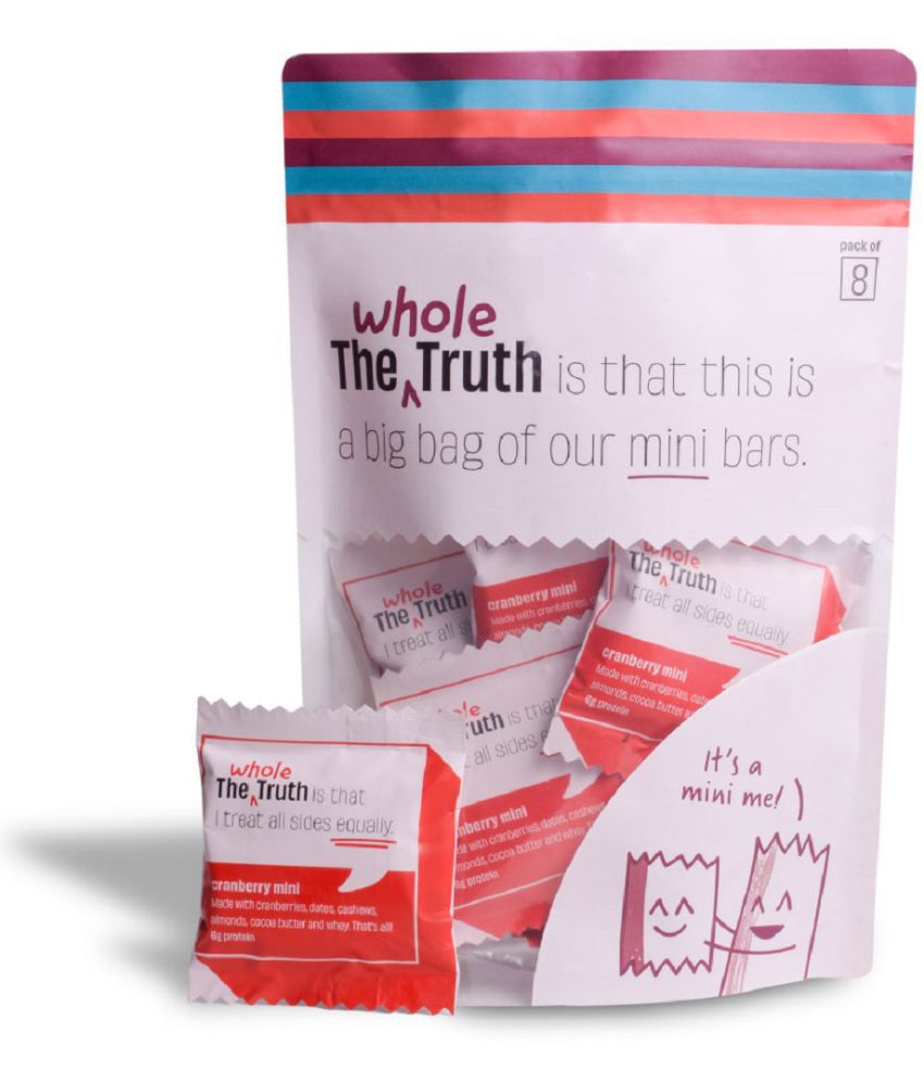     			The Whole Truth - Mini Protein Bars - Cranberry - Pack of 8 - 8 x 27g - No Added Sugar - All Natural