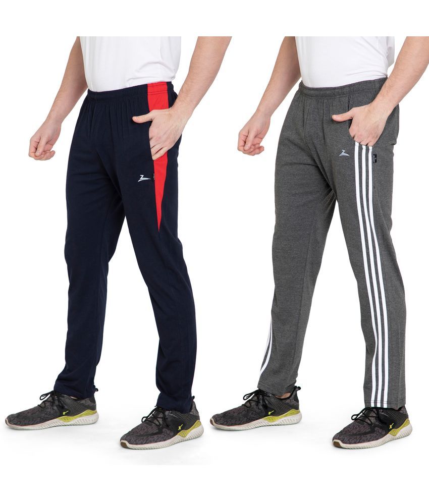     			Zeffit Solid Men Navy, Grey Track Pants (Pack Of 2 )