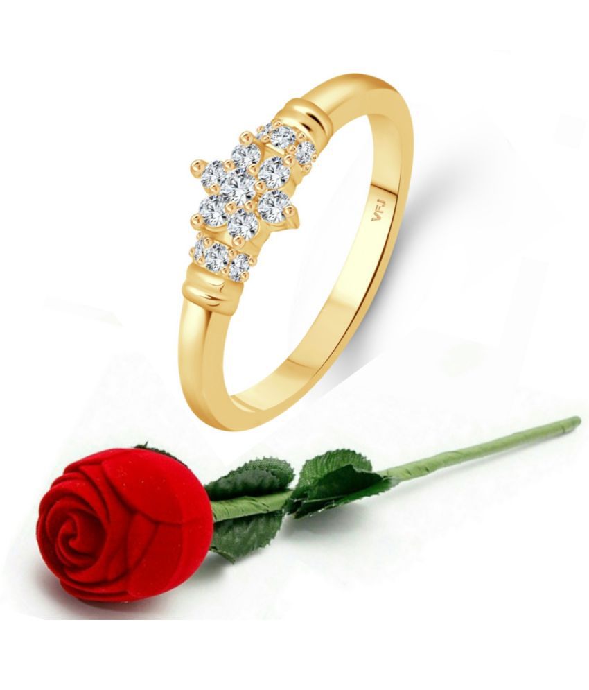     			valentine day ring rose box  Incredible Gold Plated  CZ Ring  for Women