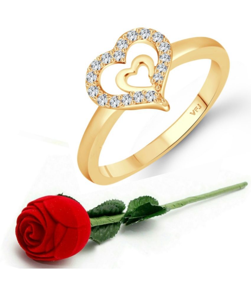     			valentine day ring rose box   Glory Charming Heart Gold Plated (CZ)  Ring